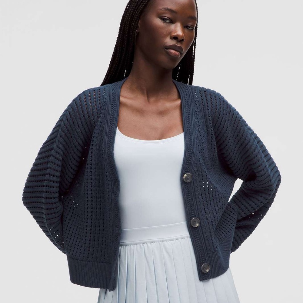 Women's Lululemon Navy Open-Knit Cardigan